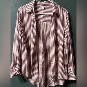 Beachlunchlounge mauve and White Striped Top
